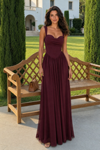 Draped Corset Bodice A-Line Evening Gown
