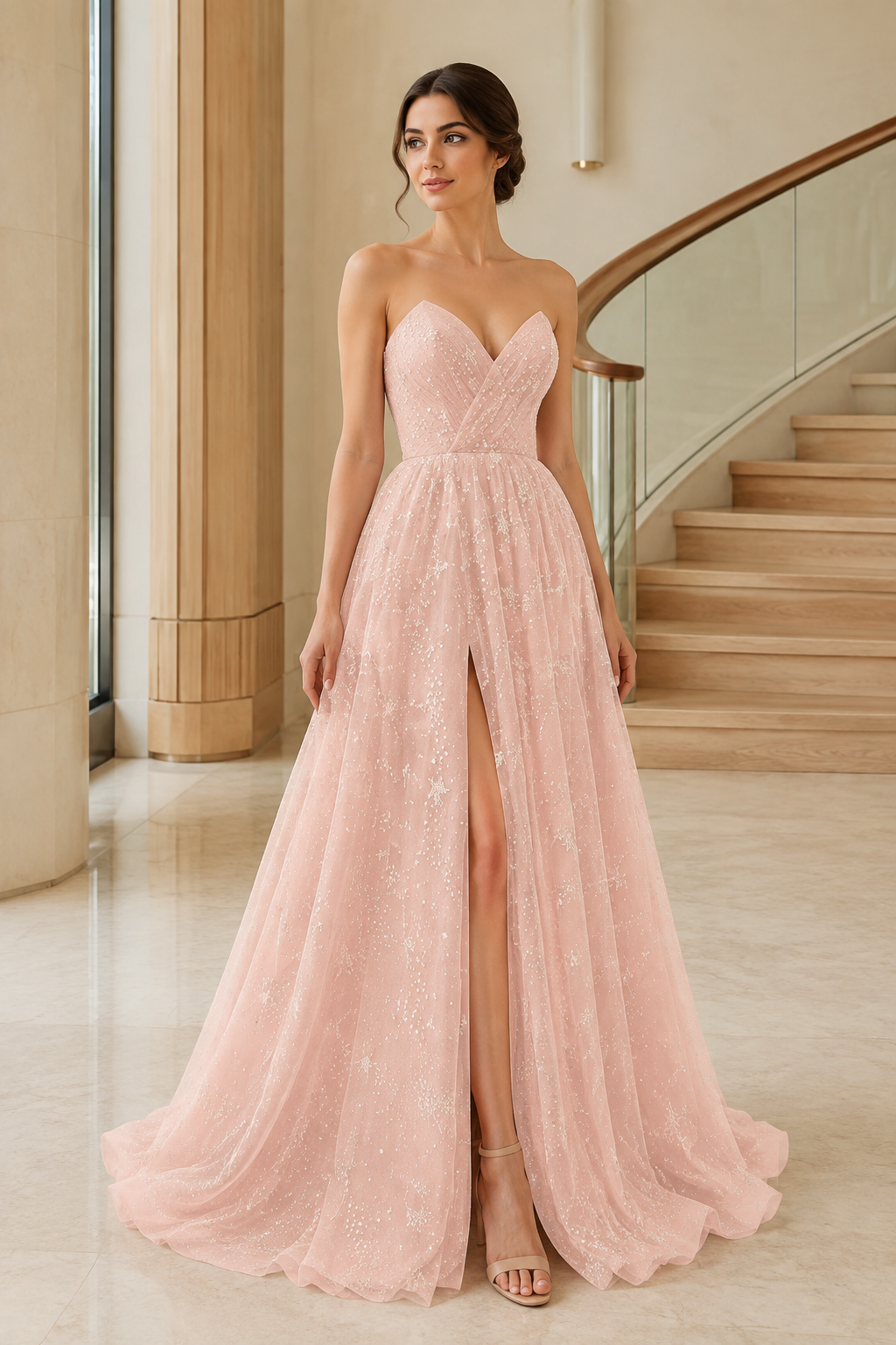 Sweetheart Star-Print A-Line Formal Gown