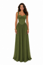 Draped Corset Bodice A-Line Evening Gown