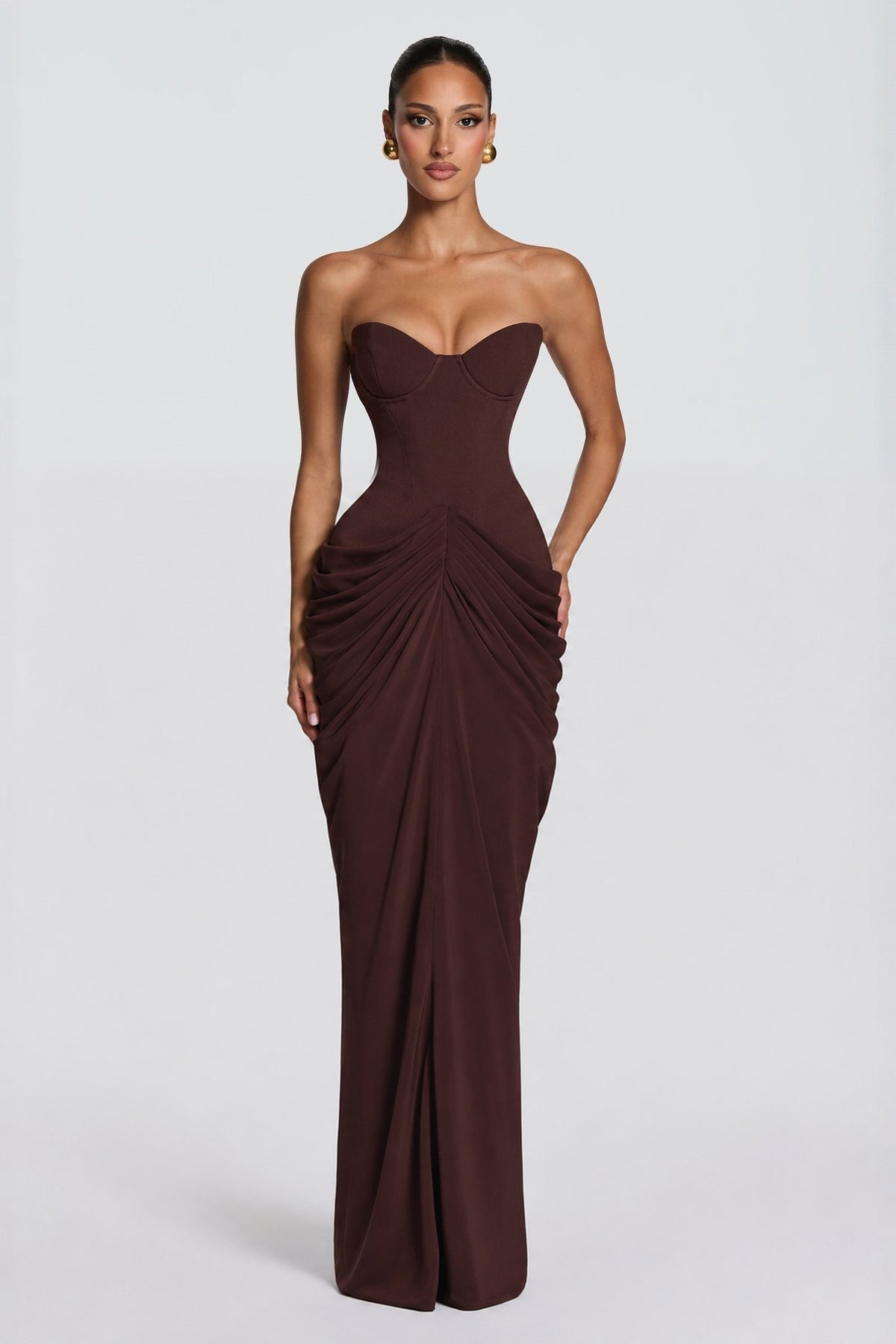 Light Blue Strapless Ruched Mermaid Evening Dress