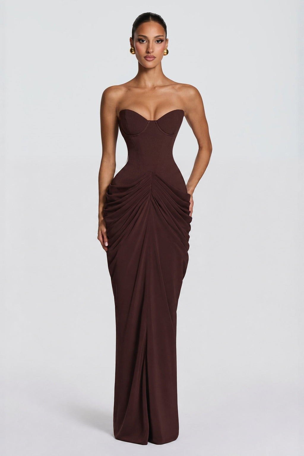 Light Blue Strapless Ruched Mermaid Evening Dress