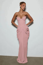 Light Blue Strapless Ruched Mermaid Evening Dress
