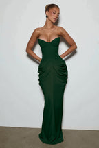 Light Blue Strapless Ruched Mermaid Evening Dress