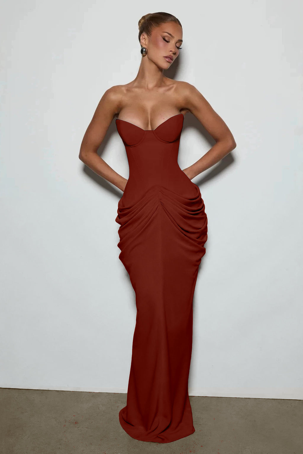Light Blue Strapless Ruched Mermaid Evening Dress