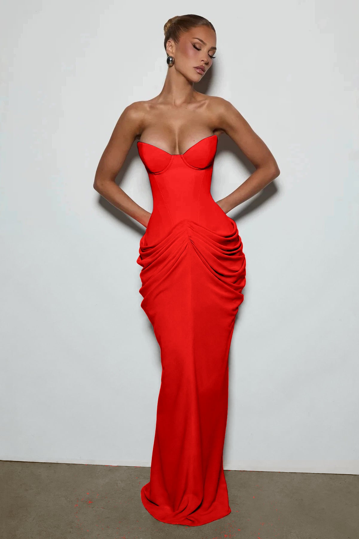 Light Blue Strapless Ruched Mermaid Evening Dress