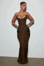 Light Blue Strapless Ruched Mermaid Evening Dress
