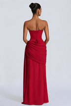 Strapless Draped Mermaid Evening Gown with Neck Scarf