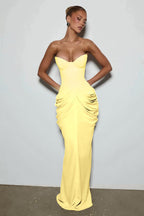 Light Blue Strapless Ruched Mermaid Evening Dress