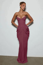 Light Blue Strapless Ruched Mermaid Evening Dress
