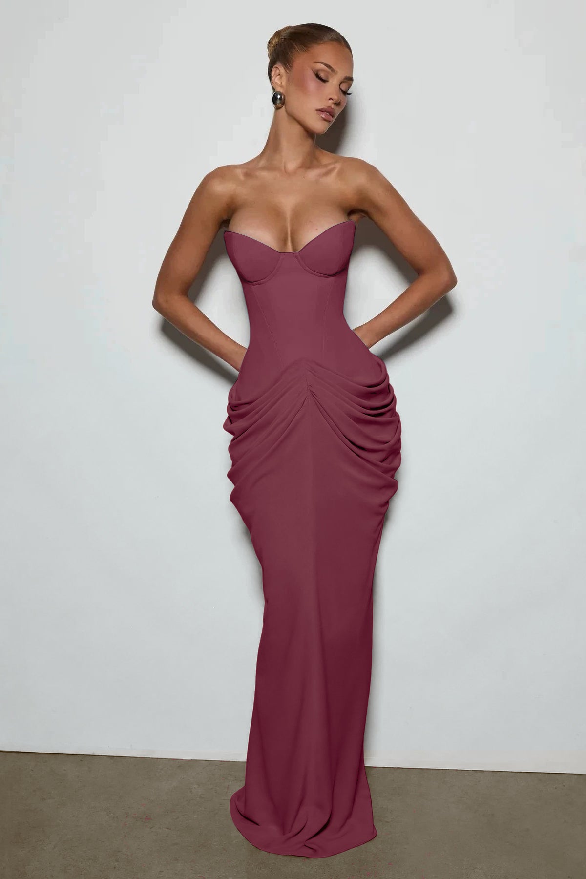 Light Blue Strapless Ruched Mermaid Evening Dress