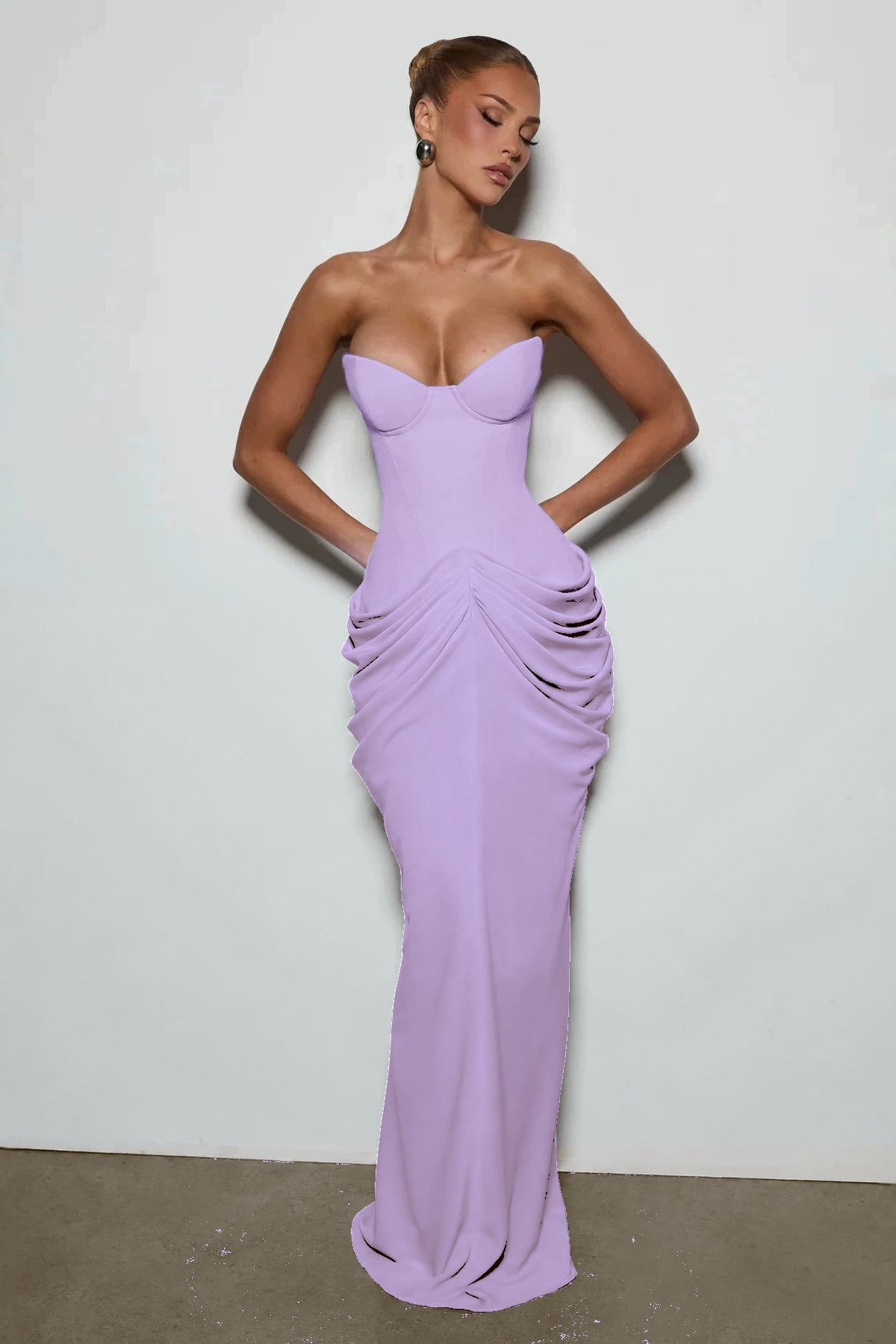 Light Blue Strapless Ruched Mermaid Evening Dress