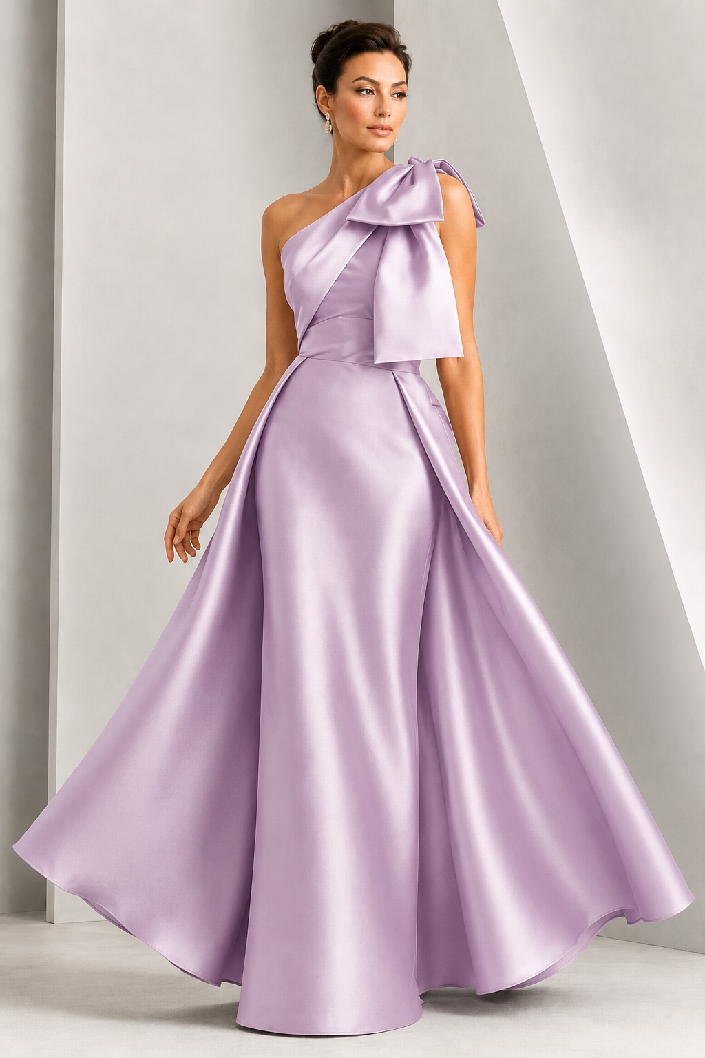 One-Shoulder Bow A-Line Evening Gown