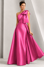 One-Shoulder Bow A-Line Evening Gown