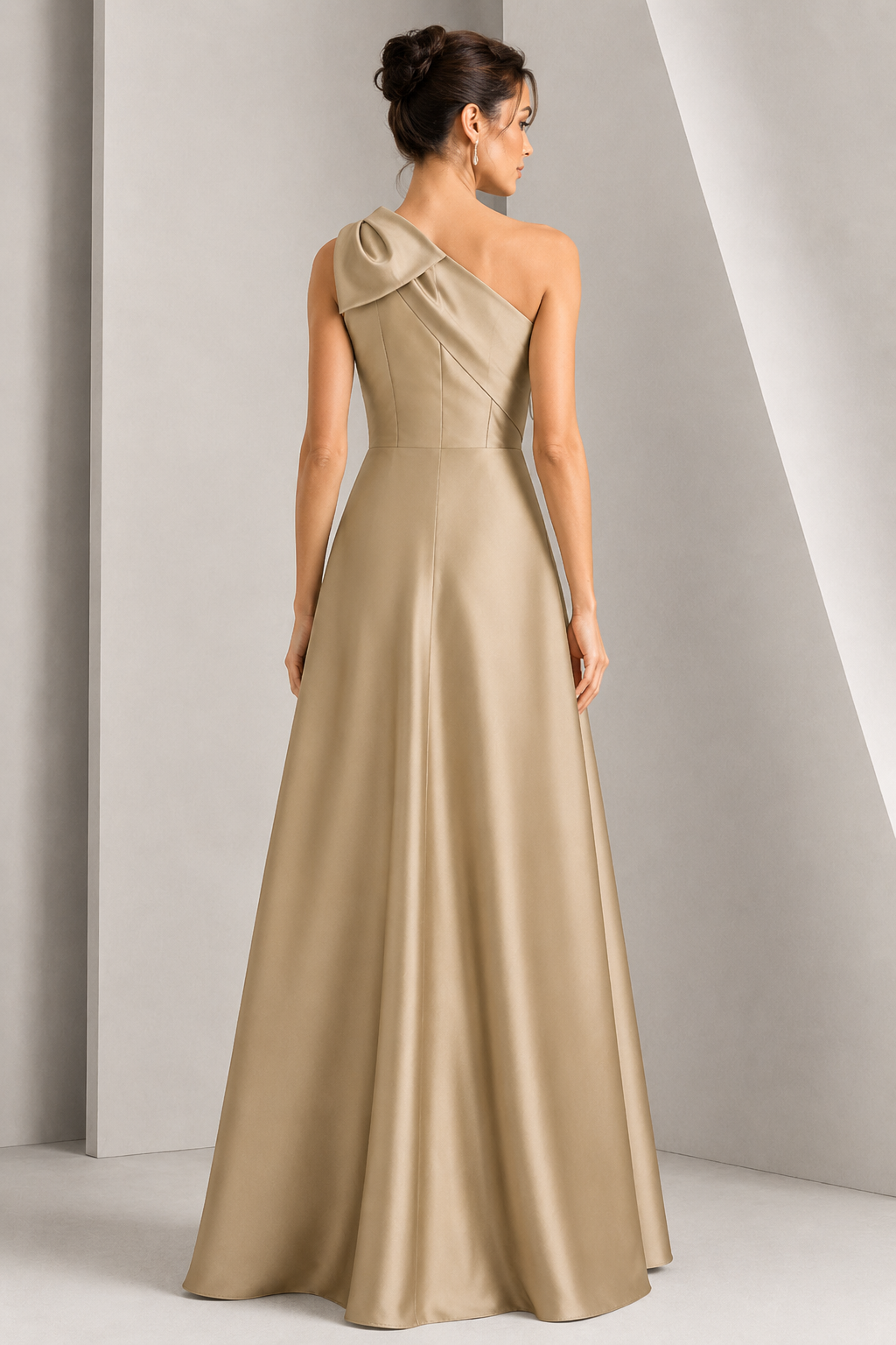 One-Shoulder Bow A-Line Evening Gown