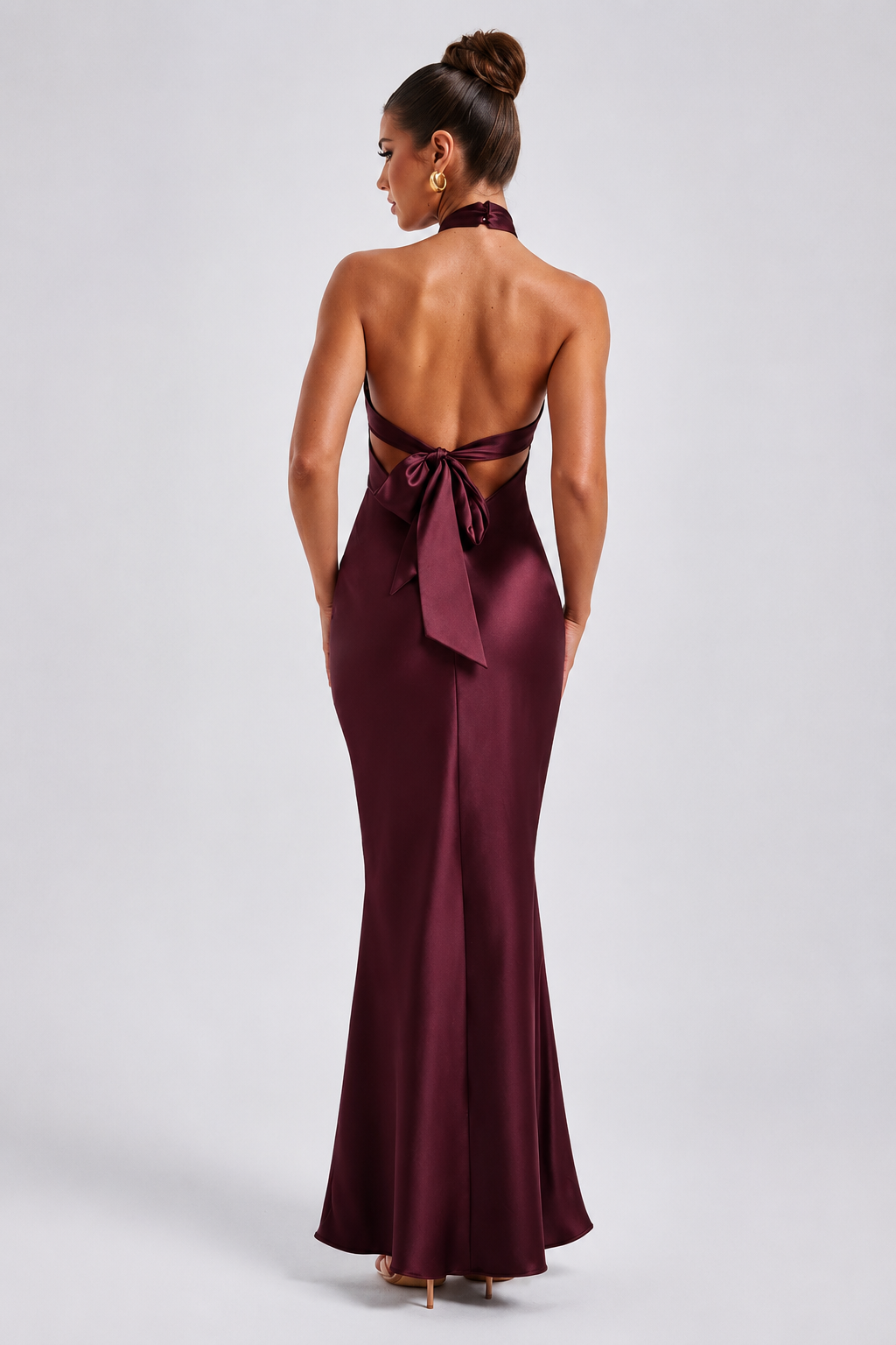 Cross-Halter Open-Back Mermaid Evening Gown