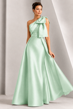One-Shoulder Bow A-Line Evening Gown