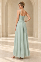 Halter Neck Ruched Waist A-Line Evening Gown