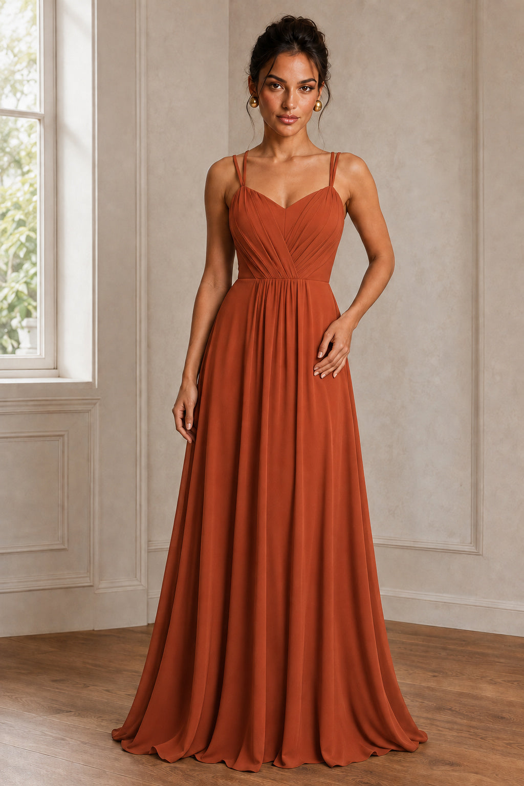 Convertible Tie-Strap Backless A-Line Chiffon Evening Gown