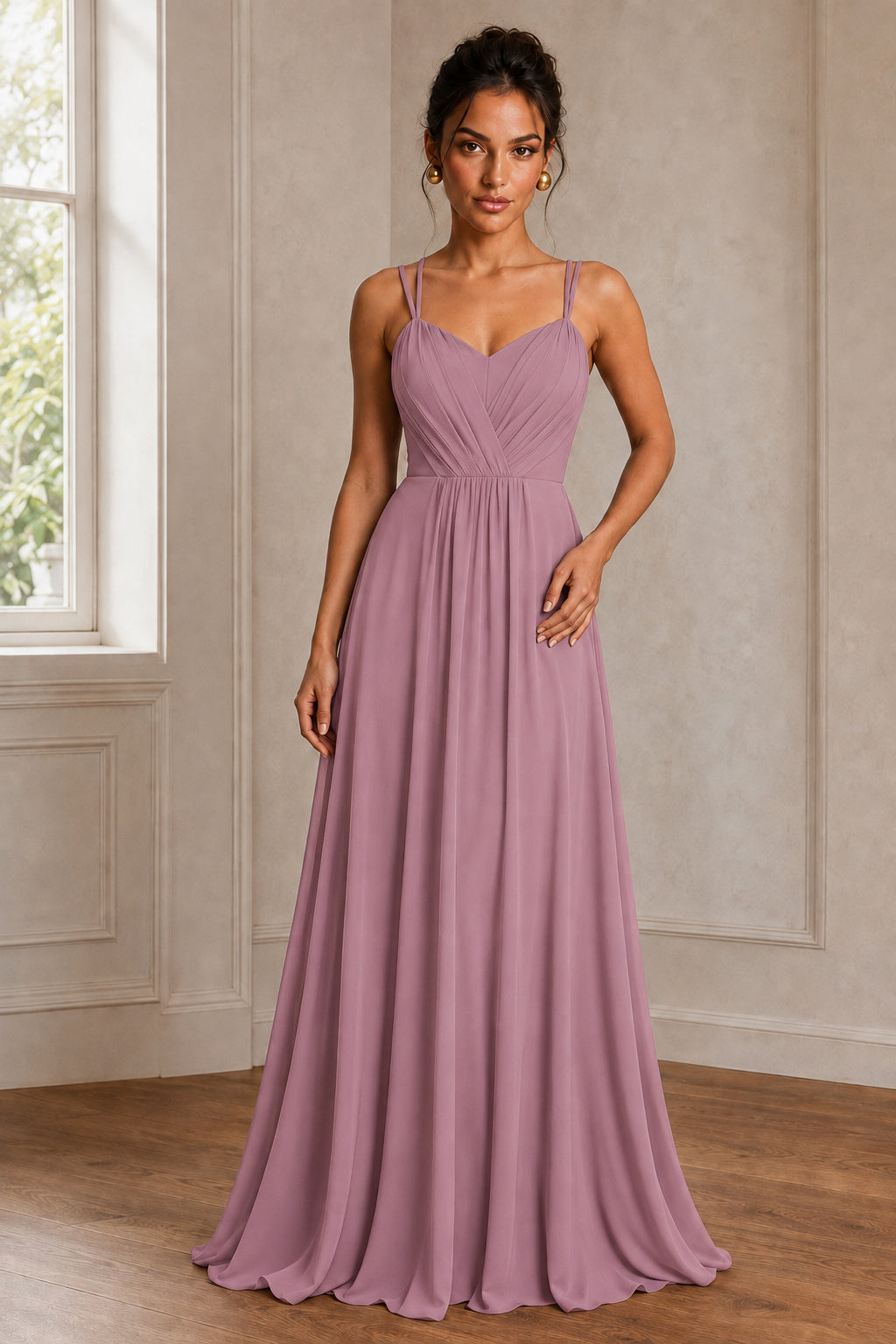 Convertible Tie-Strap Backless A-Line Chiffon Evening Gown