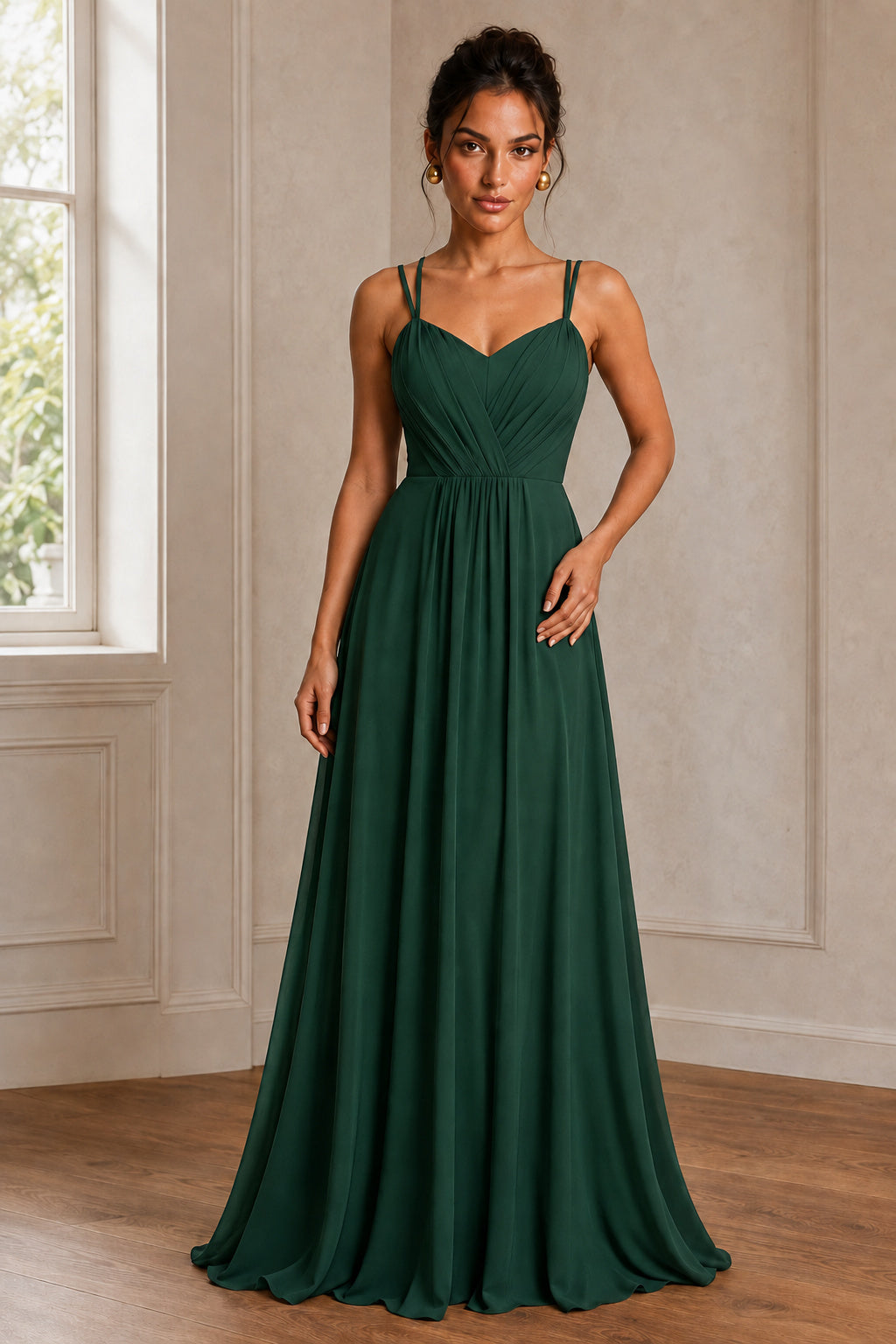 Convertible Tie-Strap Backless A-Line Chiffon Evening Gown