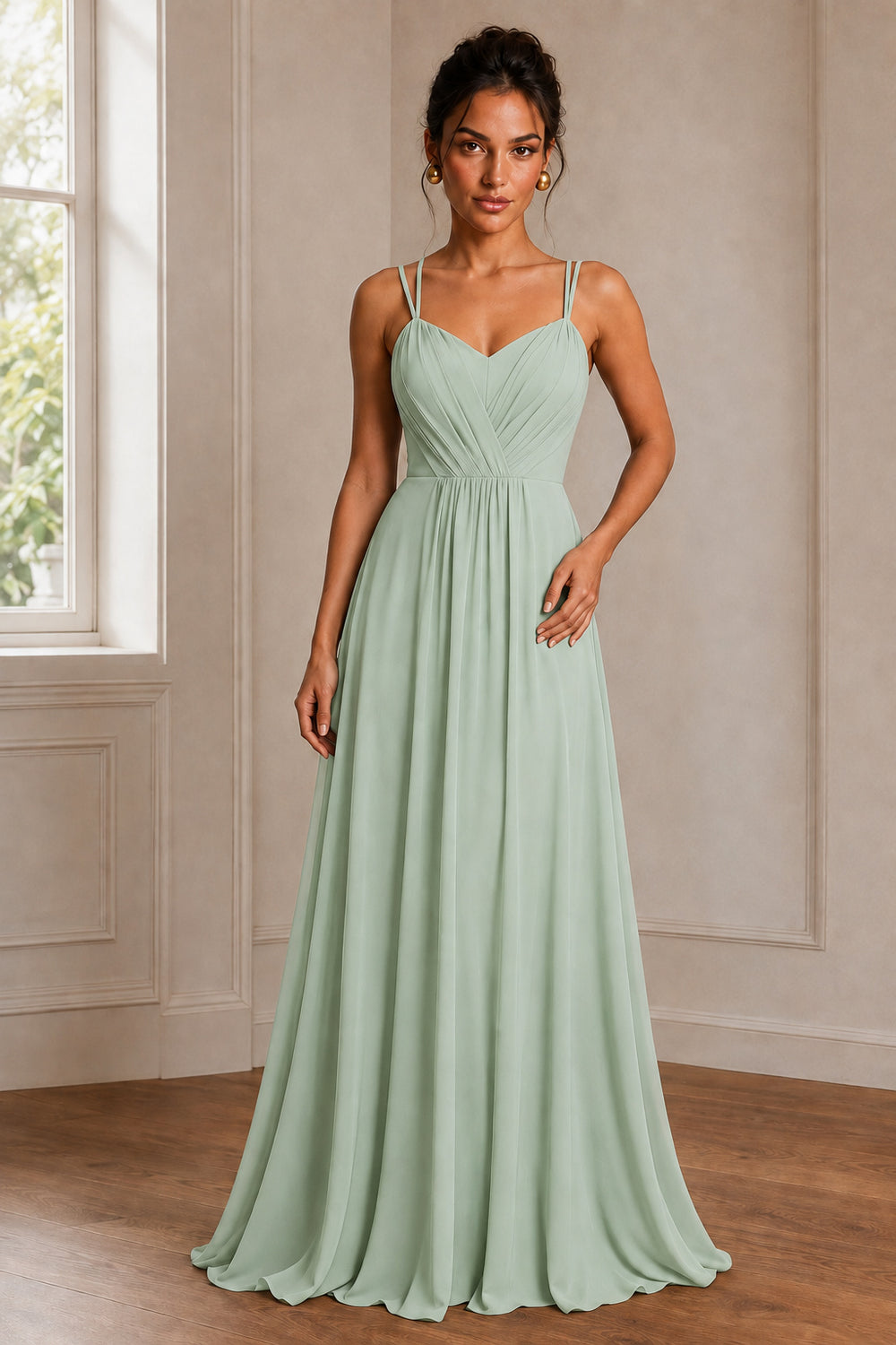 Convertible Tie-Strap Backless A-Line Chiffon Evening Gown