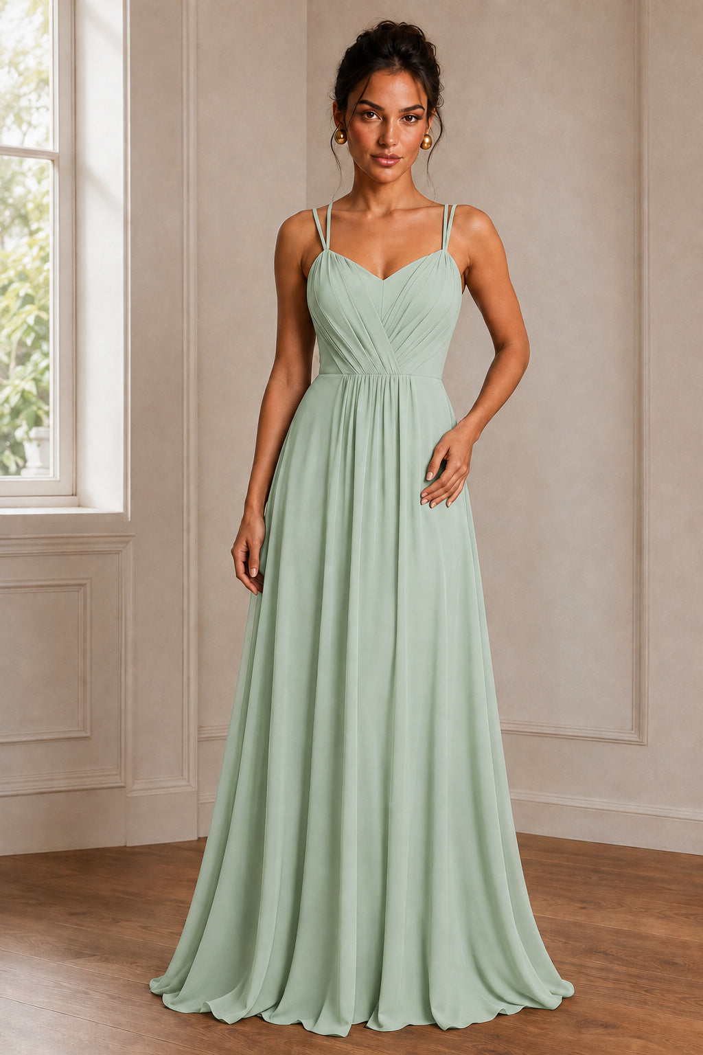 Convertible Tie-Strap Backless A-Line Chiffon Evening Gown