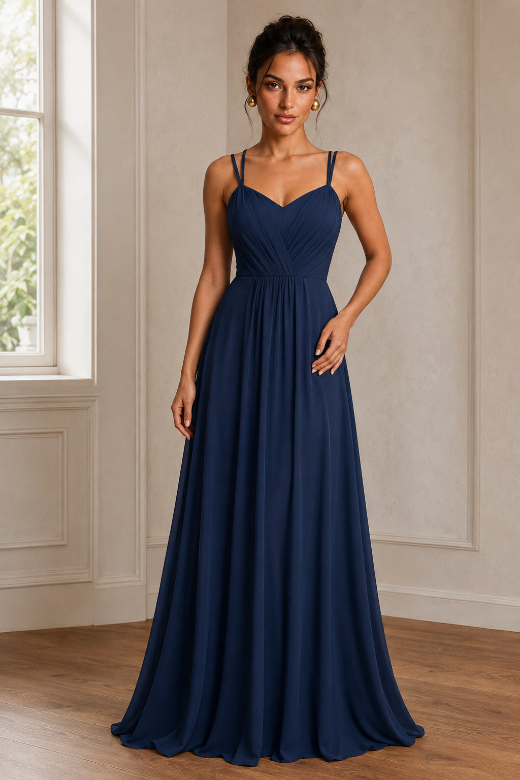 Convertible Tie-Strap Backless A-Line Chiffon Evening Gown
