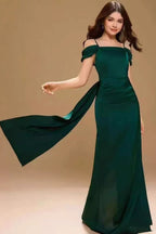 Off-Shoulder Back-Drape Mermaid Evening Gown