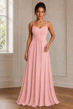 Convertible Tie-Strap Backless A-Line Chiffon Evening Gown