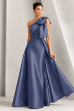 One-Shoulder Bow A-Line Evening Gown