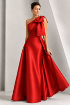 One-Shoulder Bow A-Line Evening Gown