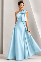 One-Shoulder Bow A-Line Evening Gown